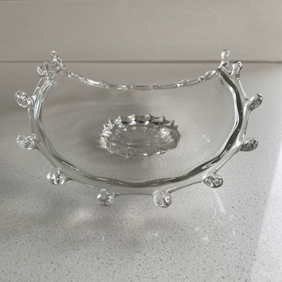 *Chipped* Curlicue Edge Curved Glass Footed Candy Dish [Free If You Bundle $25+] - Picture 6 of 9